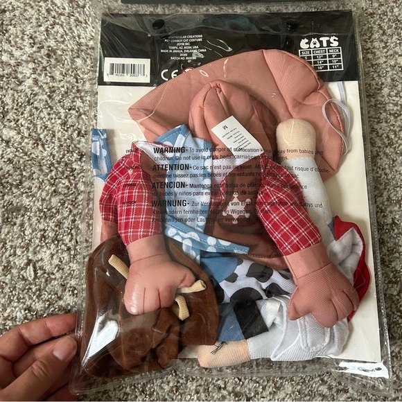 🦋 Western Cowboy Cat Outfit in Brown and Red Halloween Medium - Picture 4 of 6